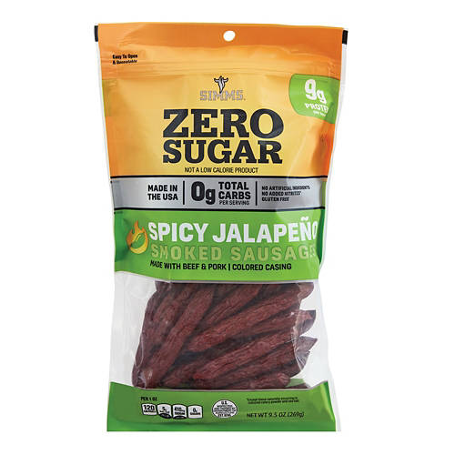 Simms Zero Sugar Spicy Jalapeno Smoked Snack Sticks, 9.5 oz